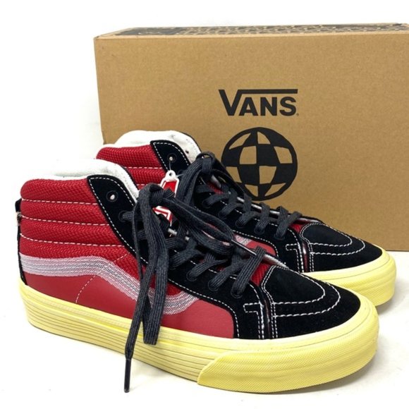 VANS Sk8-Hi Notchback Split VR3 Shoes Women Leather Red Black Canvas VN0A5FBH458 - Picture 2 of 9